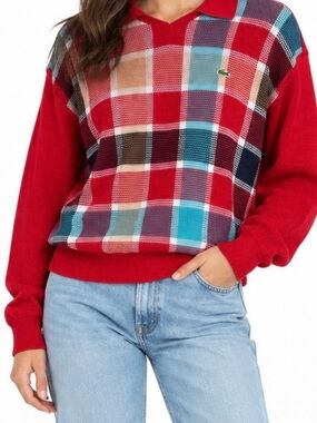 Vintage Lacoste Plaid Collar Sweater